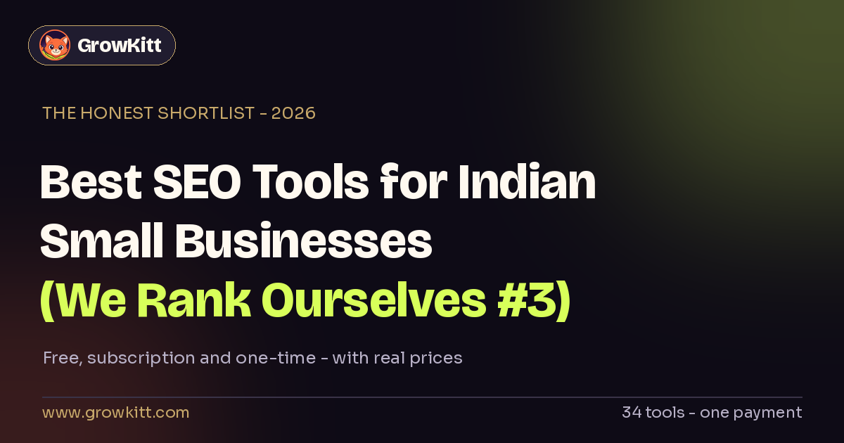Best SEO Tools for Indian Small Businesses 2026 — honest shortlist — GrowKitt cover